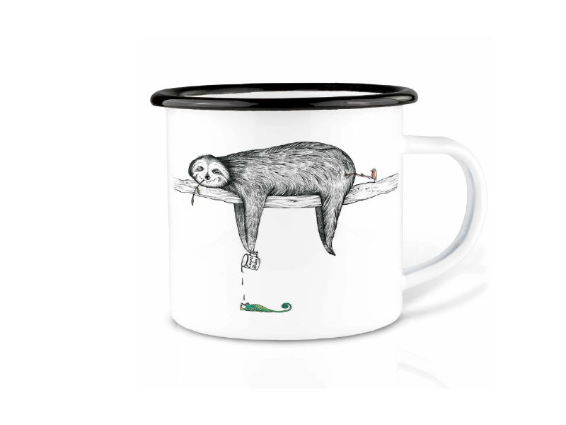 !NEU! Emailletasse | Faultier 300ml